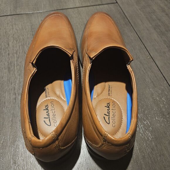Clarks Whiddon Step Loafers Men's Size 11.5 M Dark Tan Leather Slip On Comfort - Picture 3 of 7
